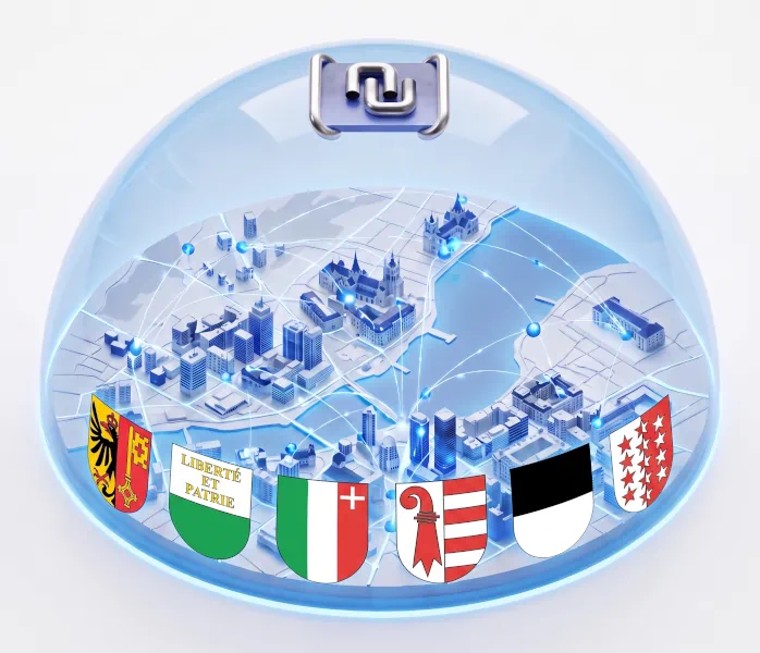 Représentation visuelle du dôme de protection des données pour la Suisse Romande